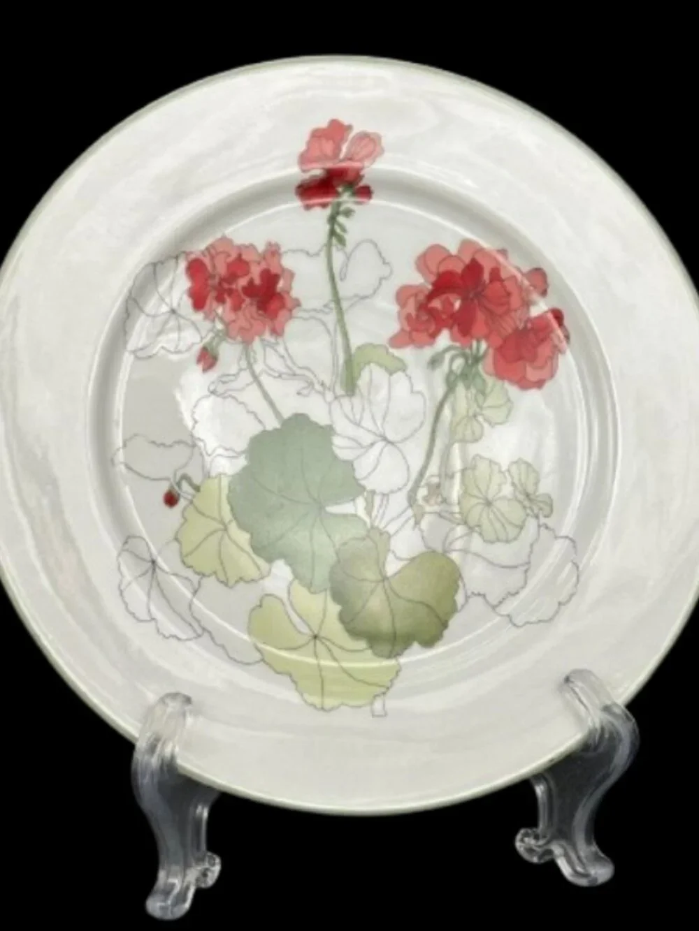 Vintage Block Spal Portugal Watercolor Series Geranium Salad Plate 8" - Picture 4 of 6